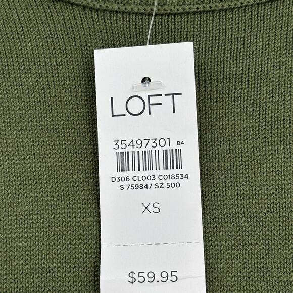 Loft Sweater Womens Size XS Olive Green Crew Neck Pullover Fine Knit Long Sleeve - Picture 4 of 10